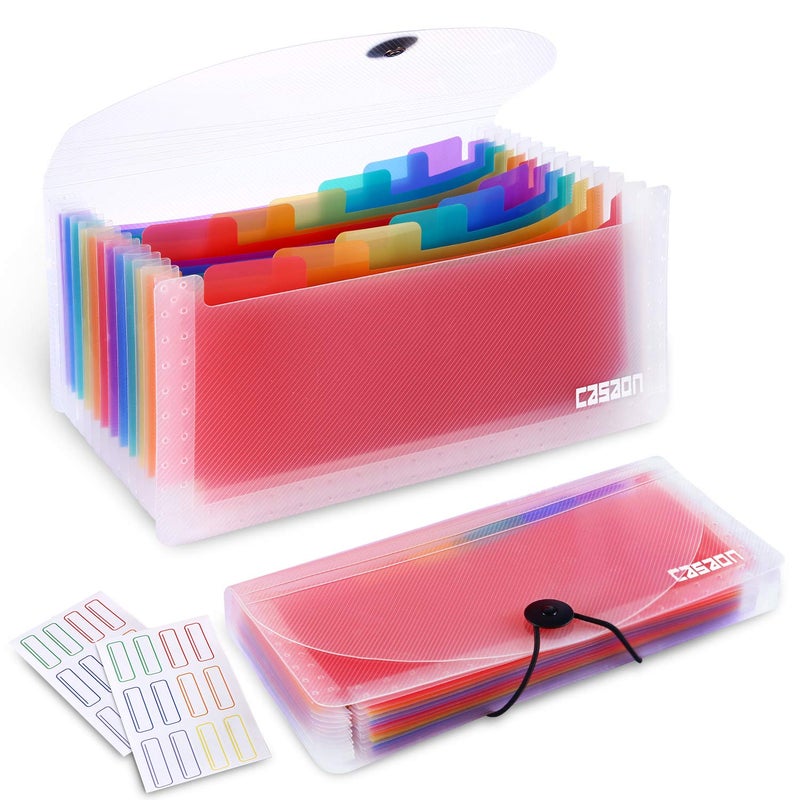 CASAON 2 Pack 13-Pockets Expanding Accordion File Folder Mini Organizer Wallet for Storage Invoice/Receipt/Cards/Coupon/Tickets - Image 1